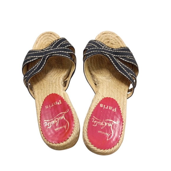 Christian Louboutin Espadrilles Black Wedge Sandals Platform Heels Size 6 - Picture 2 of 9